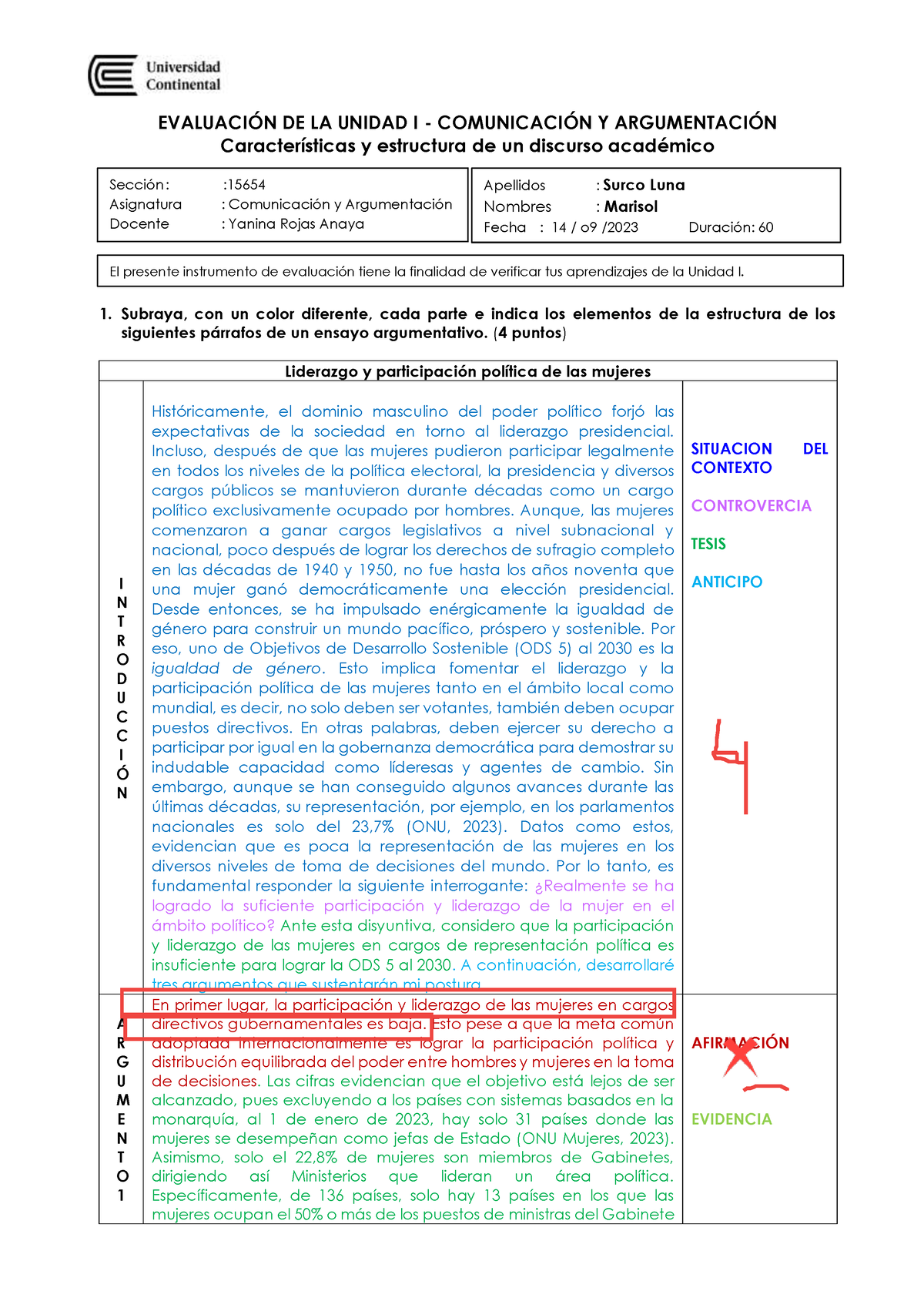 Marisol Surco LUNA 6778362 0 - EVALUACI”N DE LA UNIDAD I - COMUNICACI”N ...