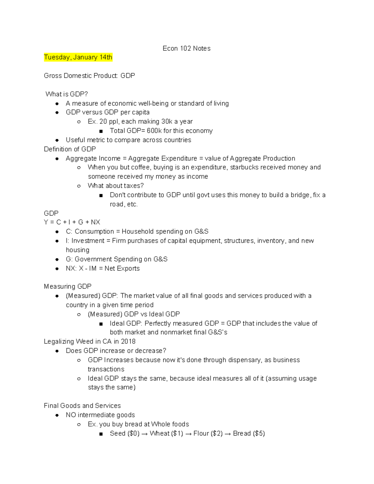 Copy of Econ 102 Notes - Professor Cho - Econ 102 Notes Tuesday ...