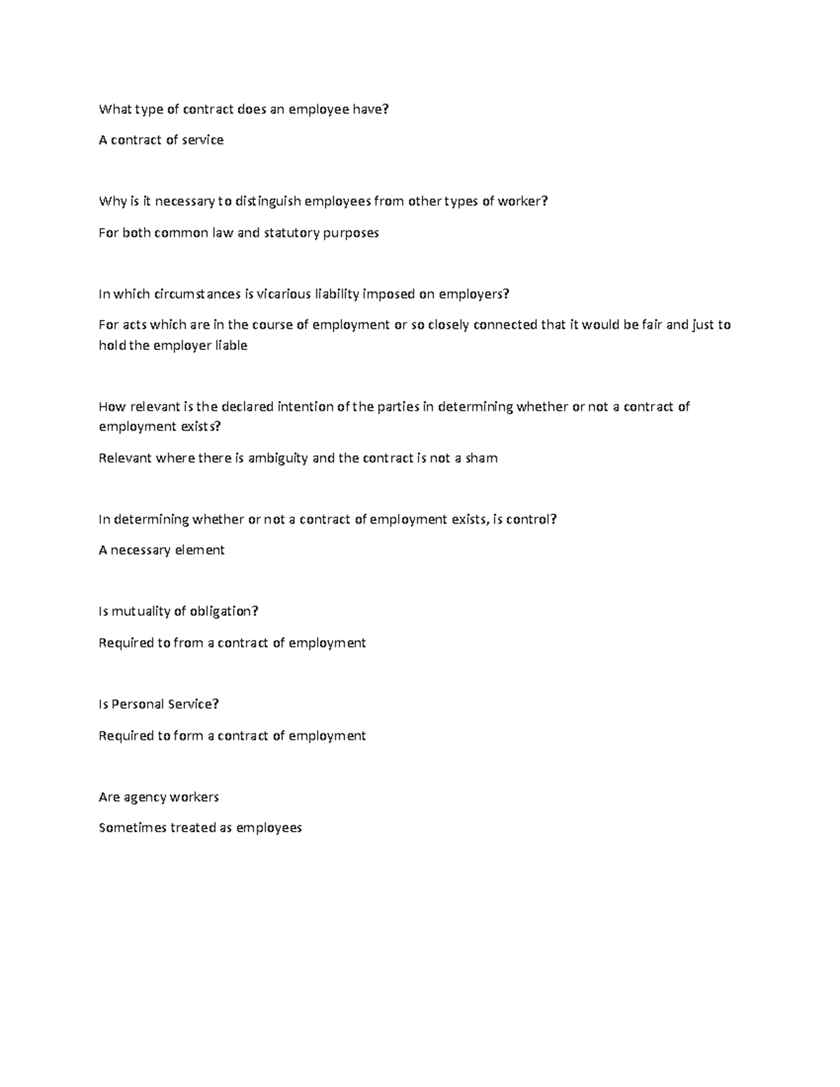 Document 41 MCQ What Type Of Contract Does An Employee Have A Contract Of Service Why Is It 
