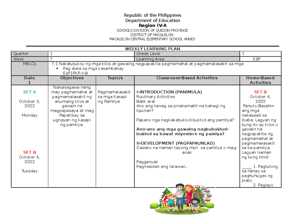 Q1 MTB1 WLP W7 - 1 week WLP - Department of Education Region IV-A ...
