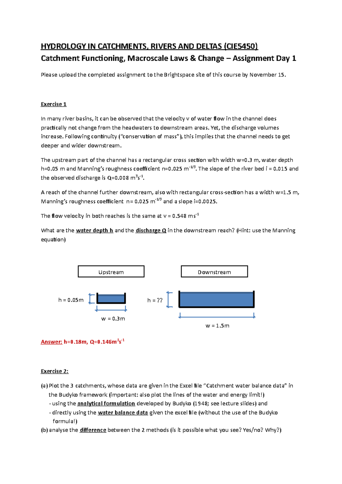 Catchment Functioning, Macroscale Laws & Change Assignment Day 1