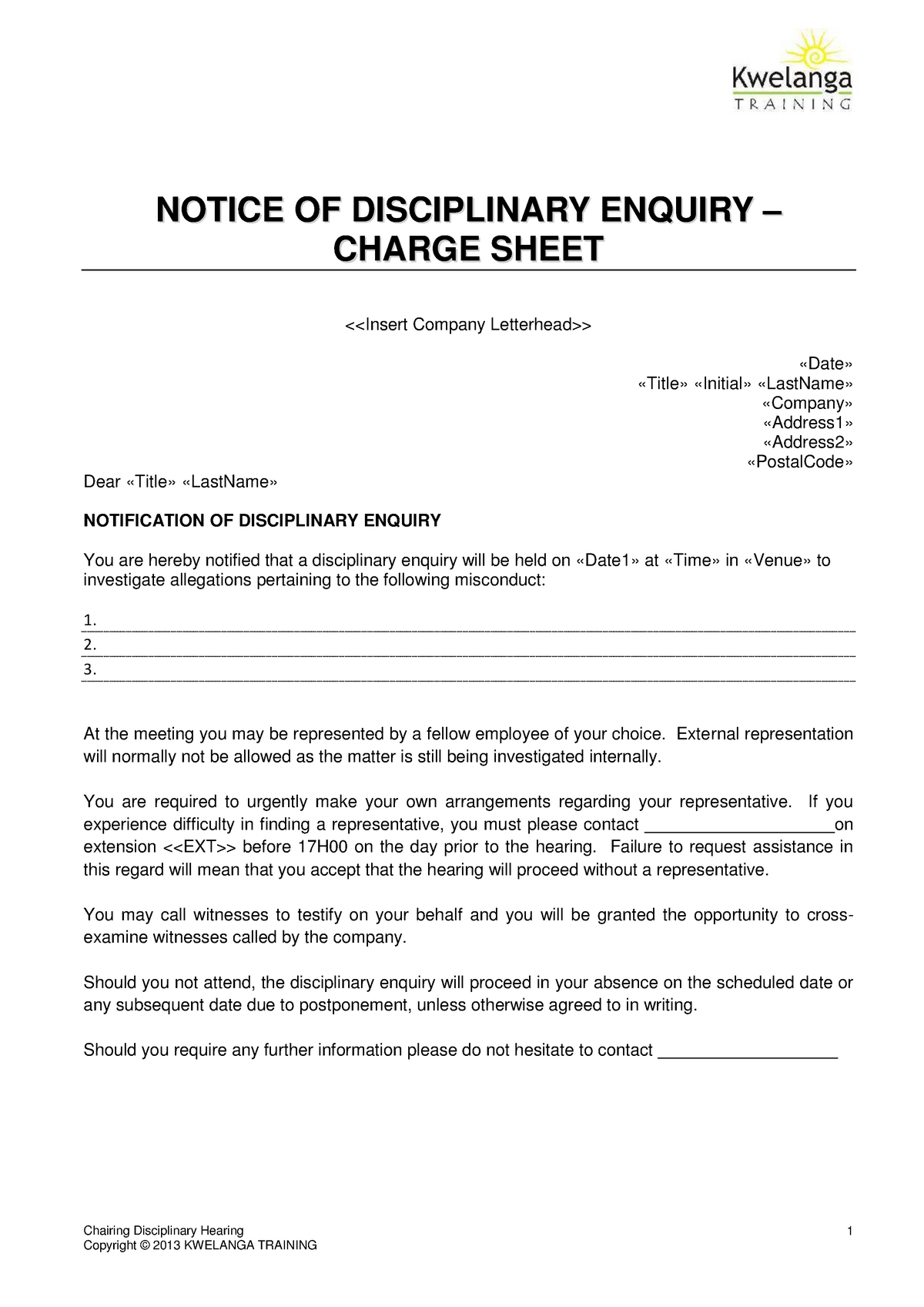 What Is A Disciplinary Hearing South Africa - Printable Templates Free