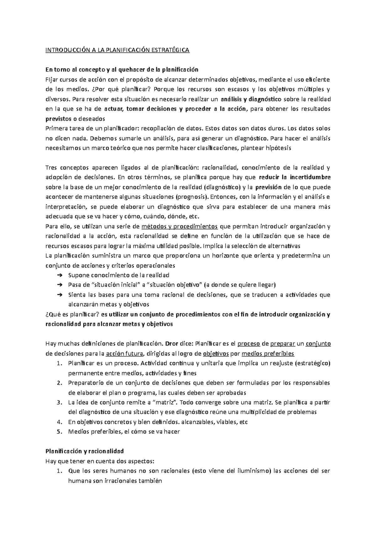 Resumen Texto - Ander Egg - INTRODUCCIÓN A LA PLANIFICACIÓN ESTRATÉGICA ...