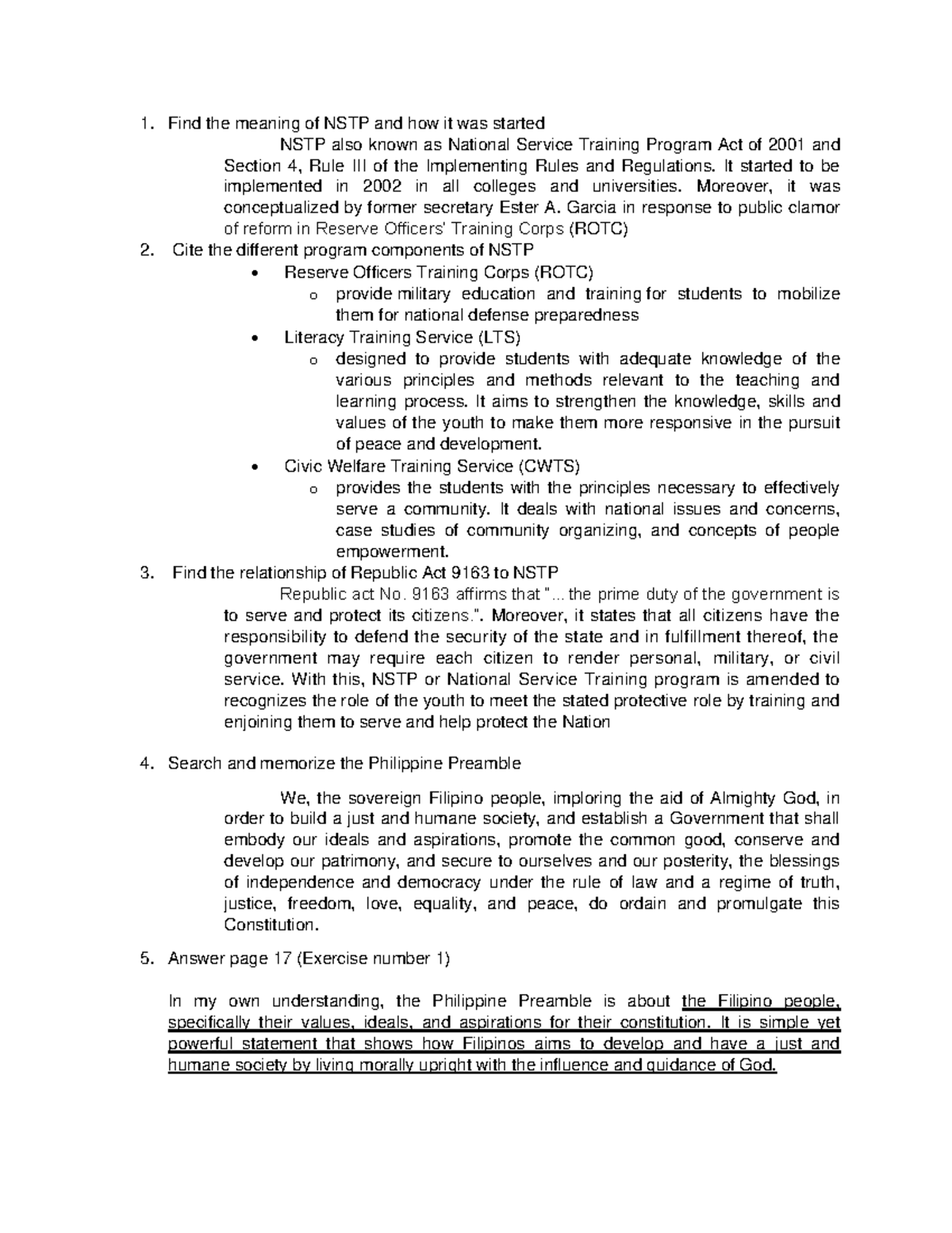 NSTP Assigment # - FINDING WHAT NSTP IS AND THEIR TYPES - Find The ...