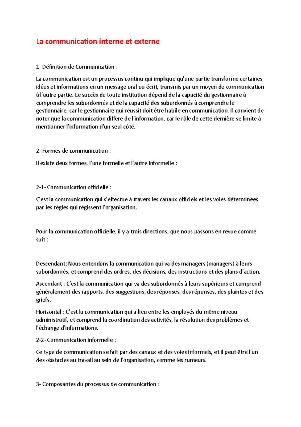 La communication interne et externe - Le succès de toute institution ...
