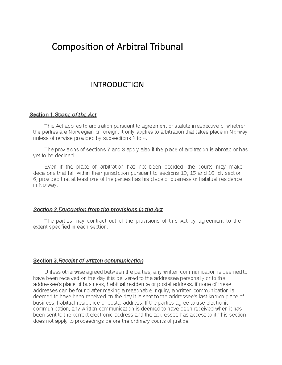 Composition Of Arbitral Tribunal - Composition Of Arbitral Tribunal ...