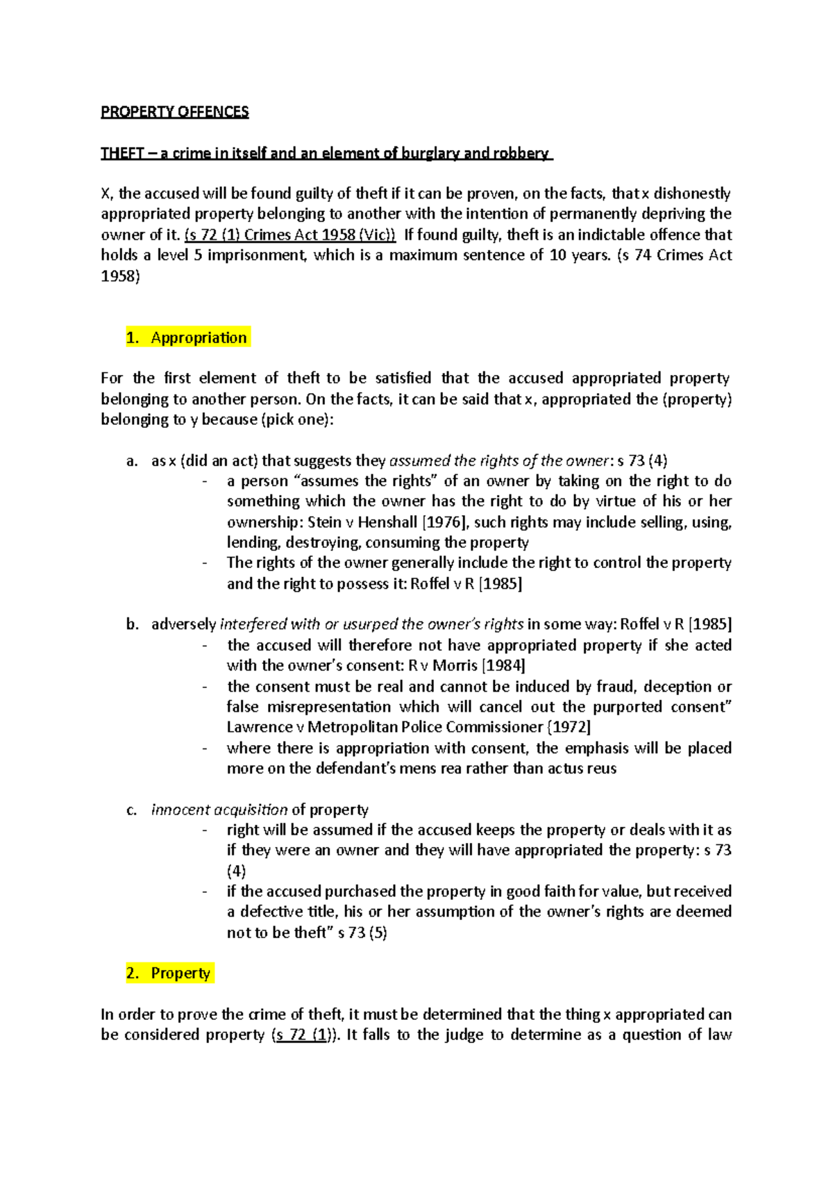 Property Offences - PROPERTY OFFENCES THEFT – a crime in itself and an ...