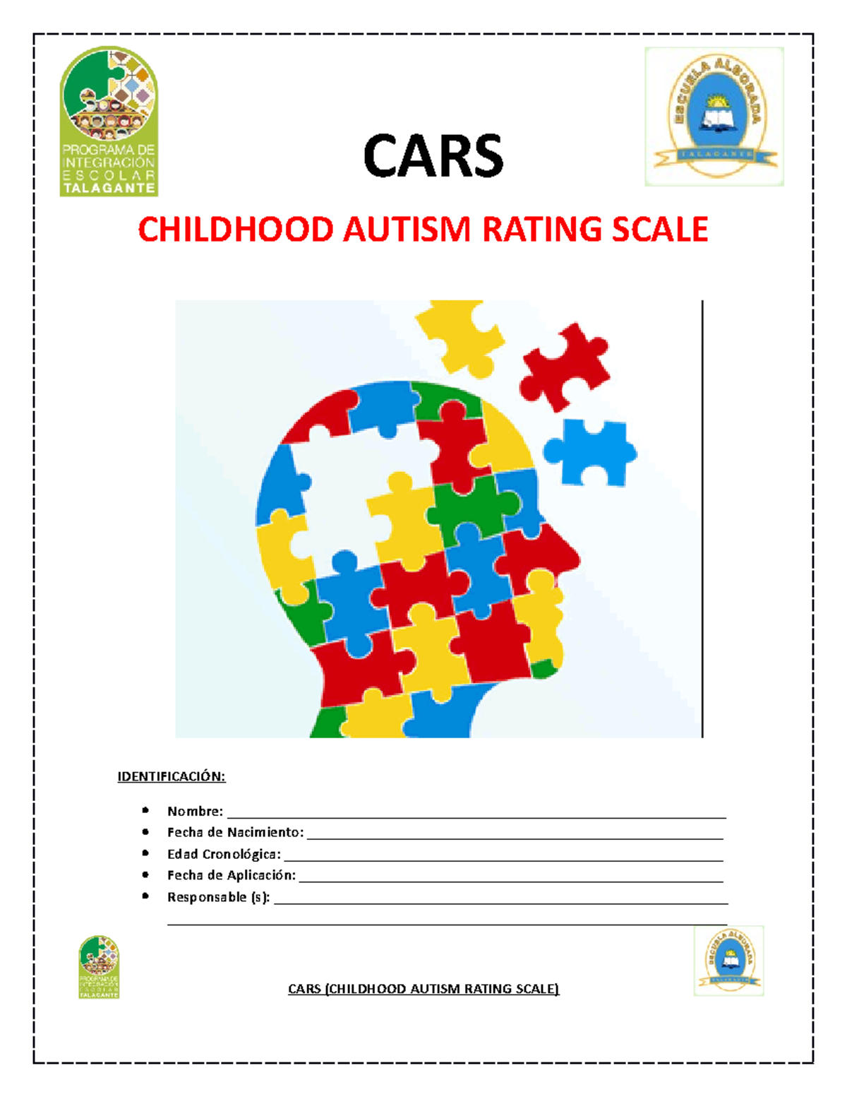 CARS Childhood Autism Rating Scale docx - CHILDHOOD AUTISM RATING SCALE ...