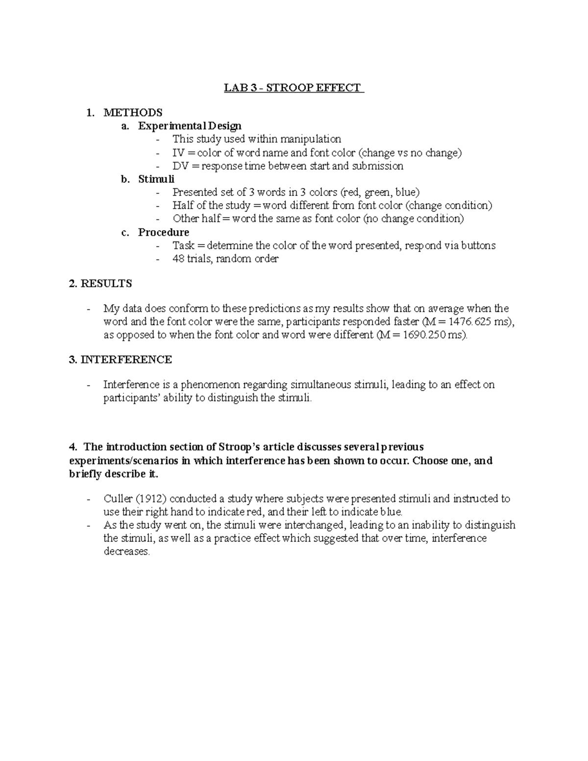 stroop effect experiment lab report