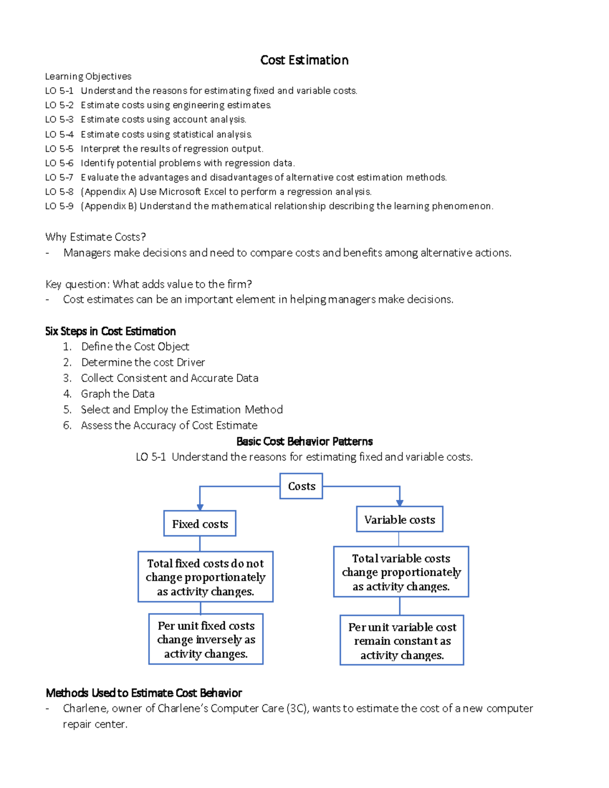 Cost Estimation in Accounting - Cost Estimation Learning Objectives LO ...