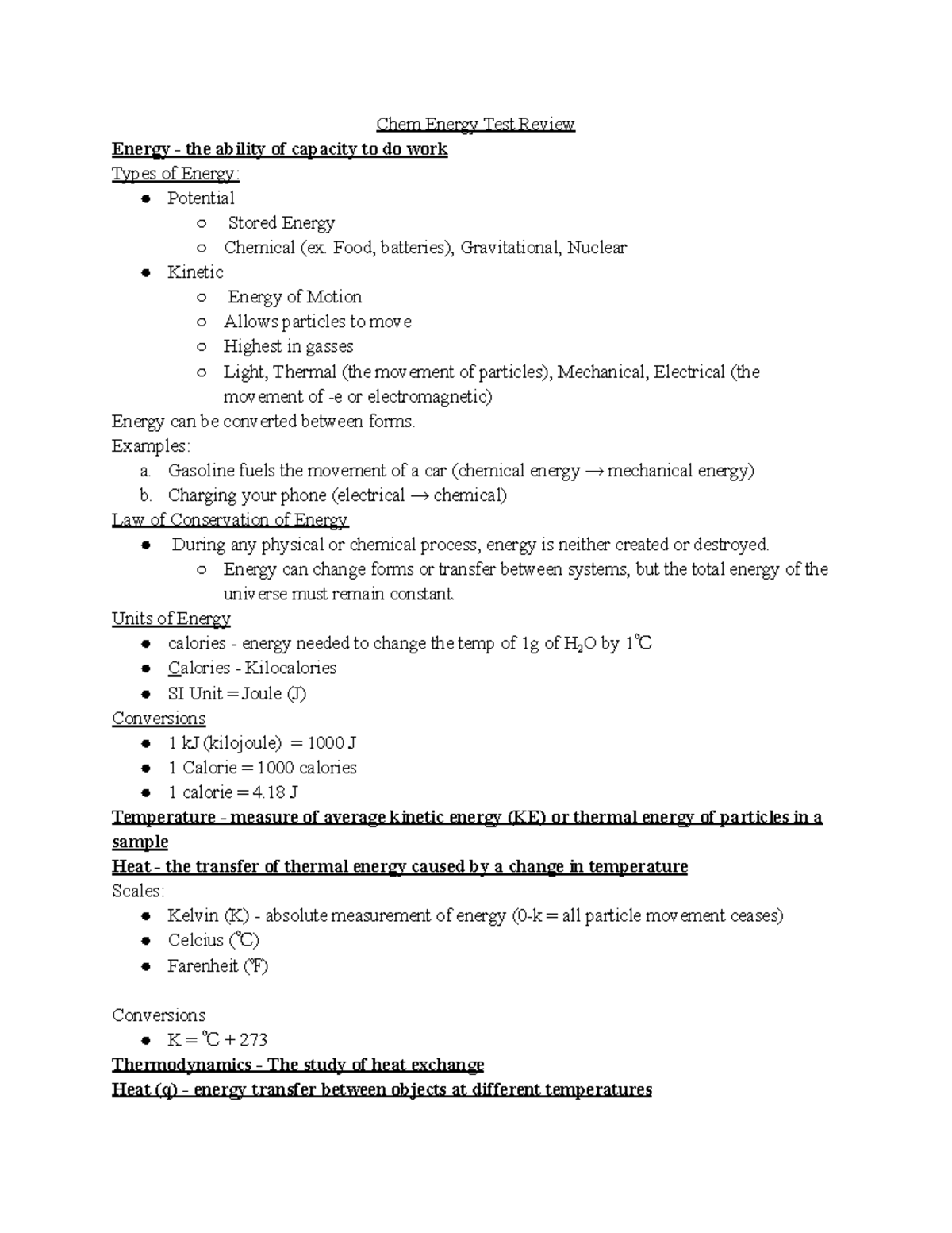 Chem Energy Test Review Chem Energy Test Review Energy the ability