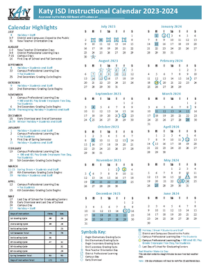 Instructional calendar revised 2023-24 - katy isd instrucƟonal calendar  2023- approved by the katy - studocu