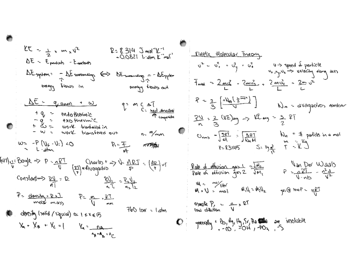 Chem 1331 test 3 formula sheet - CHEM 4270 - Studocu