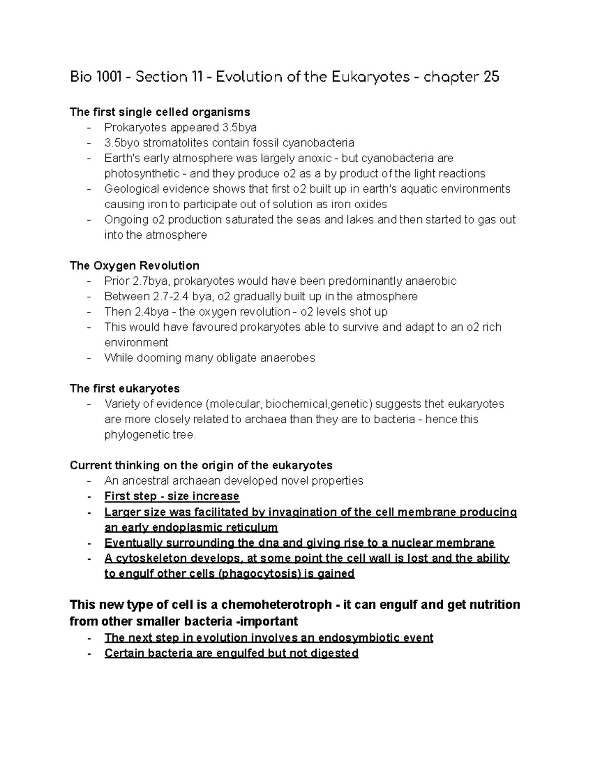 Bio 1001 - Section 11Evolution Of Eukaryotes - Bio 1001 - Section 11 ...