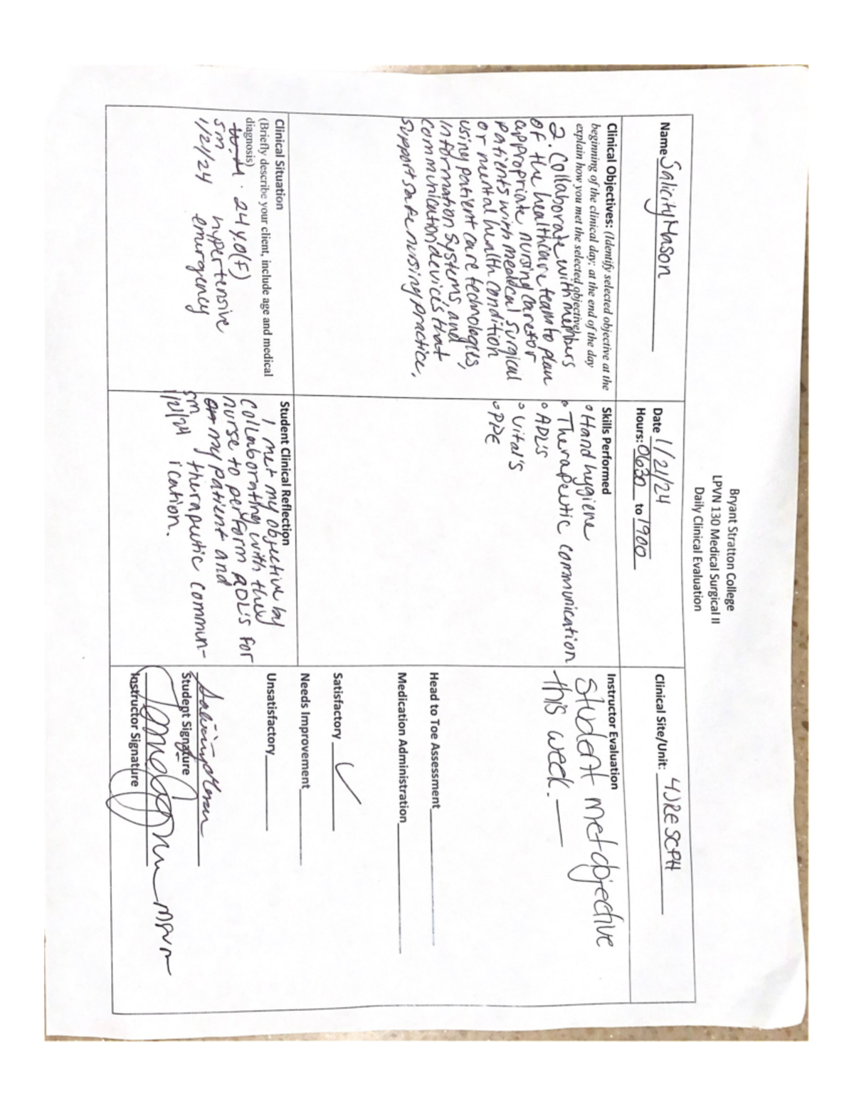 Clinical Objectives (Identify selected objective at the 2 - Collaborate ...