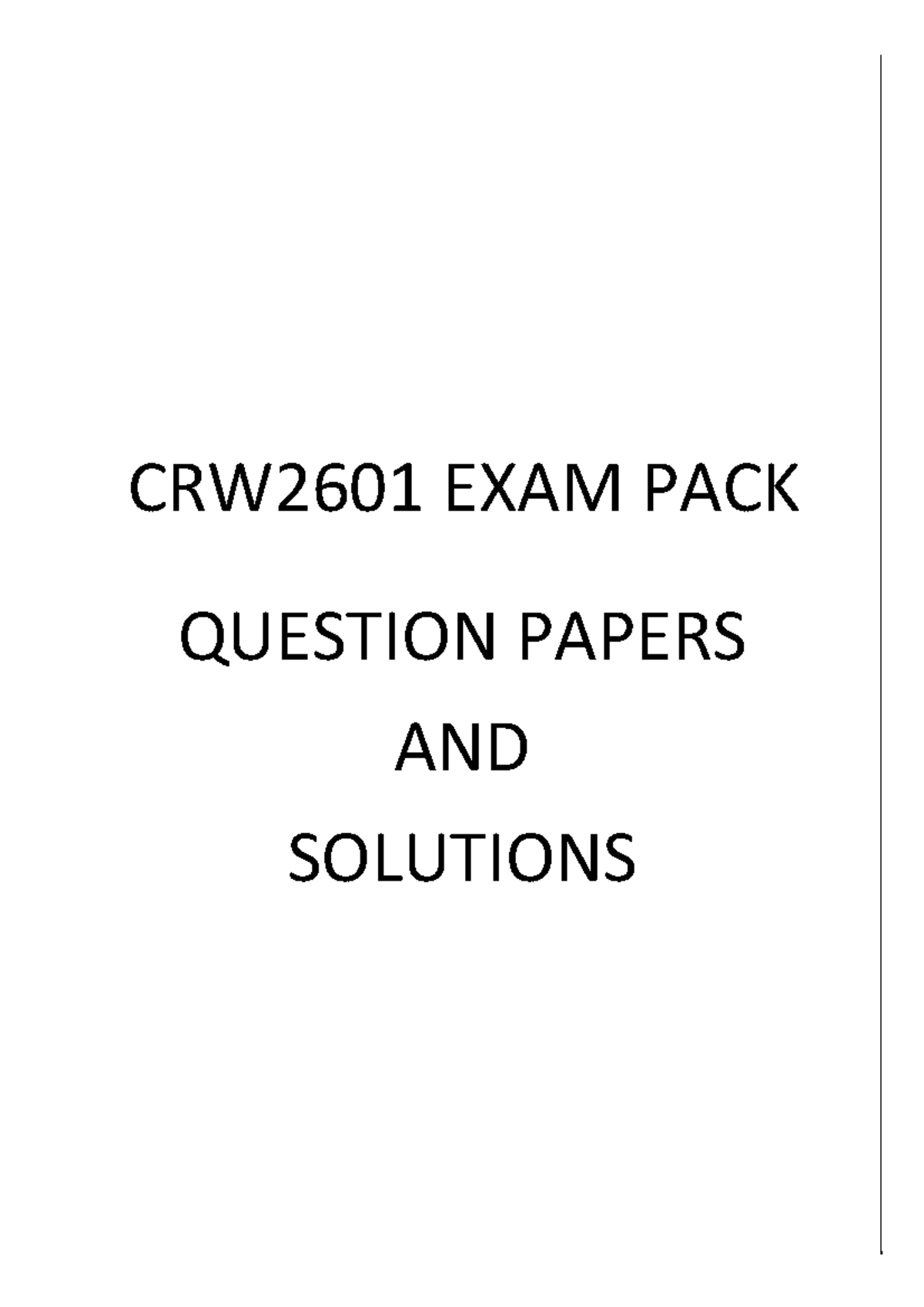 CRW2601 PACK 2015 1 1 - Study Notes - CRW2601 EXAM PACK QUESTION PAPERS ...