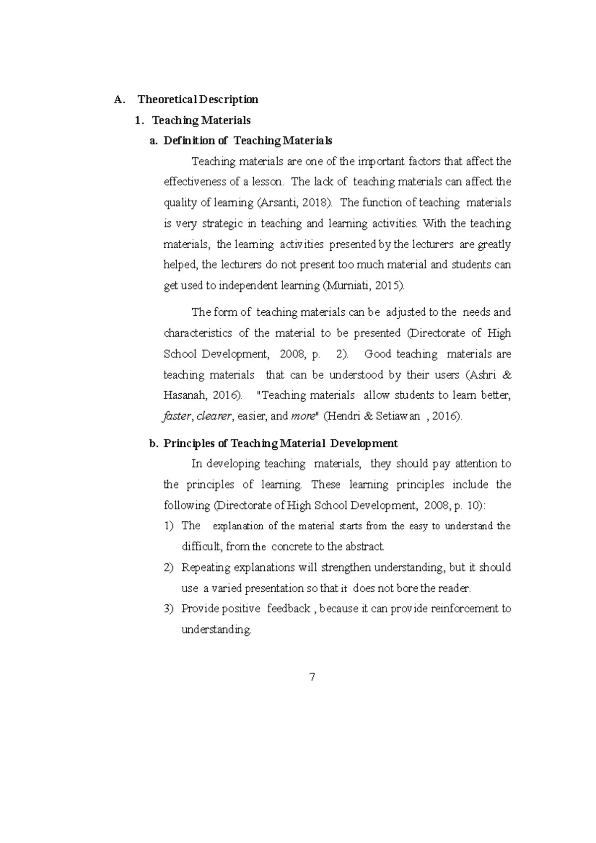 Theoretical Description A. Theoretical Description 1. Teaching