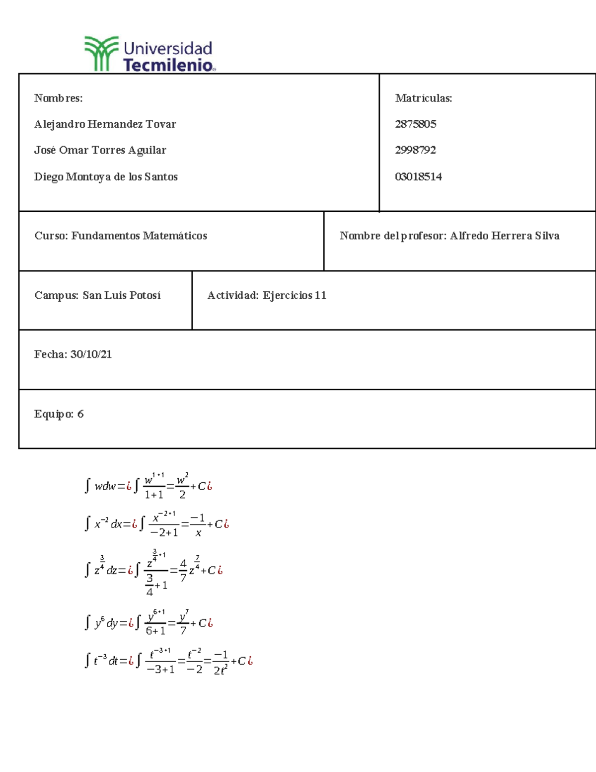 Ejercicios tema 11 Fundamentos Matematicos - Nombres: Alejandro ...