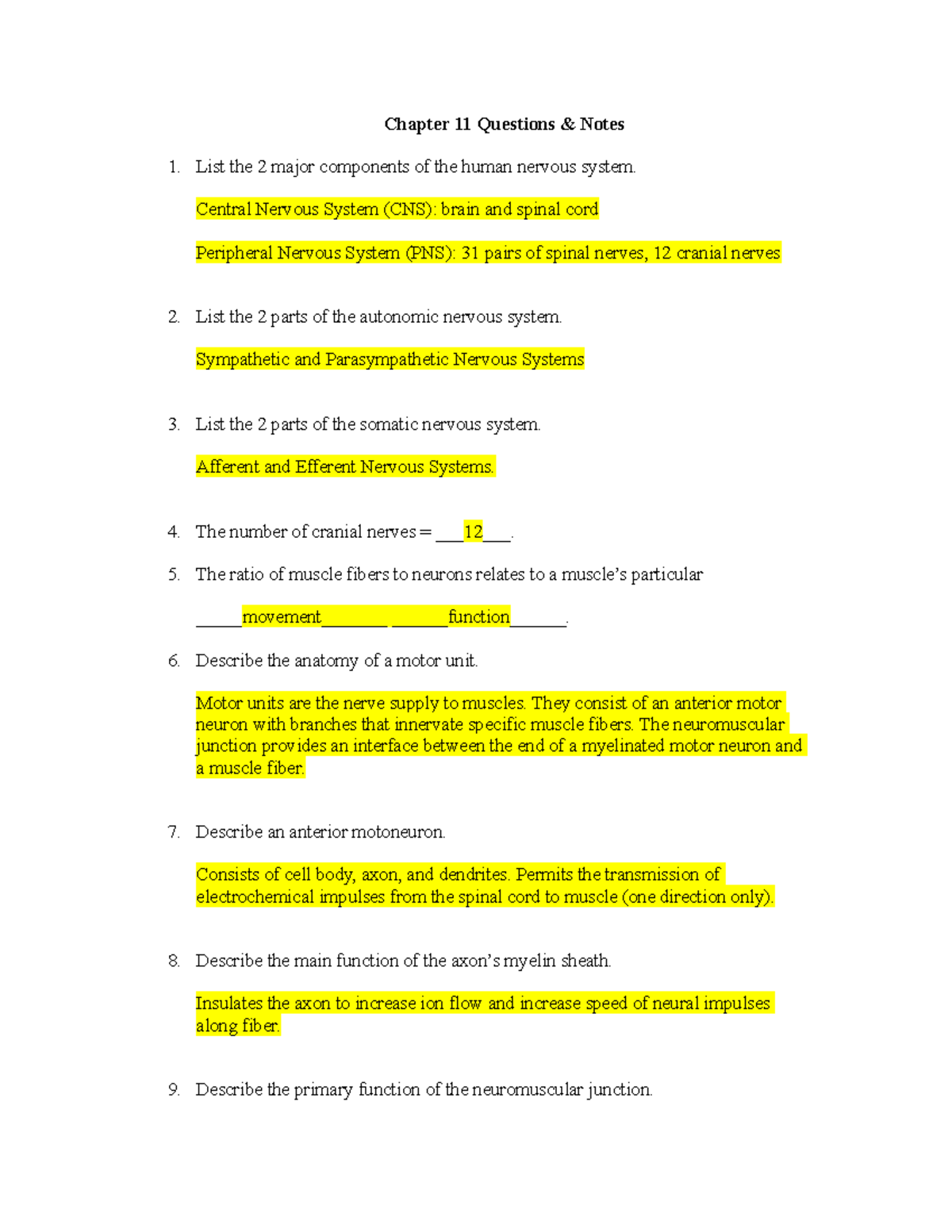 Chapter 11 Questions And Notes - Chapter 11 Questions & Notes List The ...