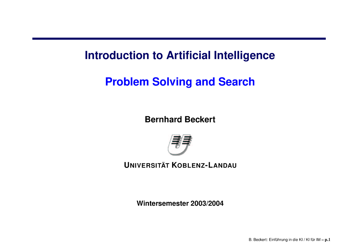 04Problem Solving - Introduction To Artificial Intelligence Problem ...