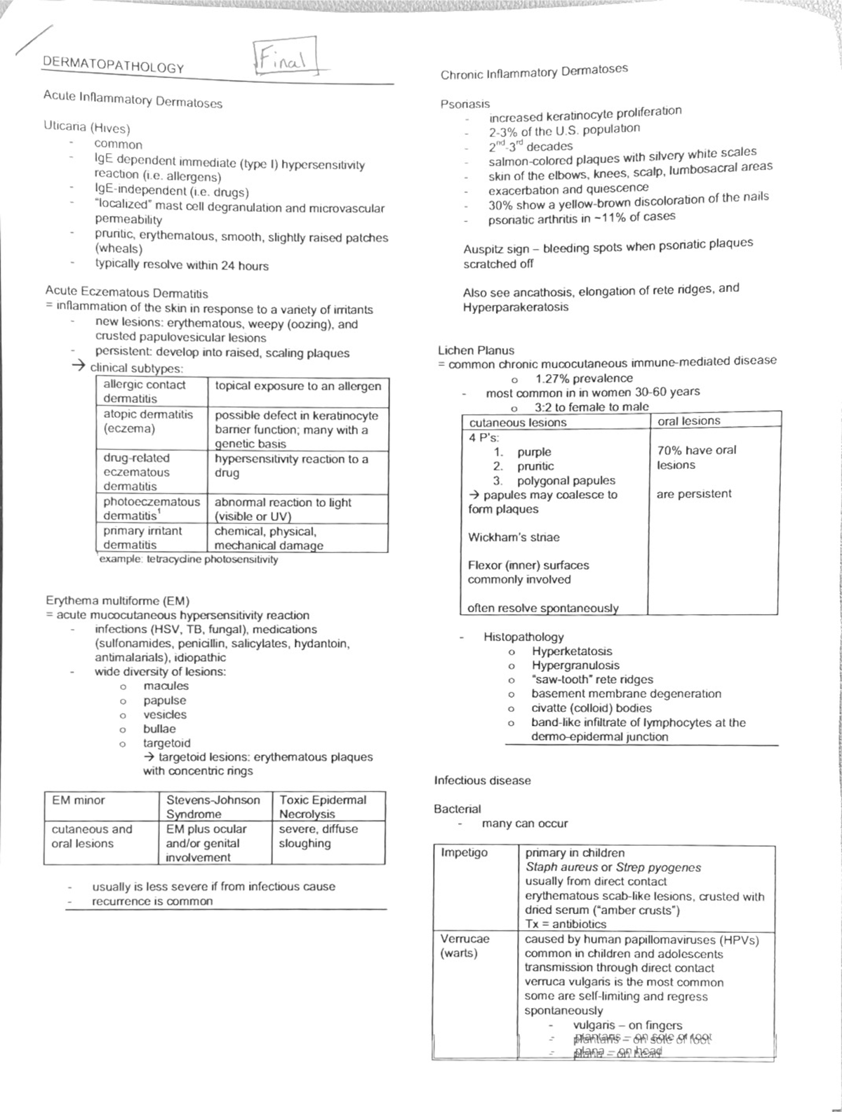 Dermatopathology Notes for exam CSD 2509 Studocu