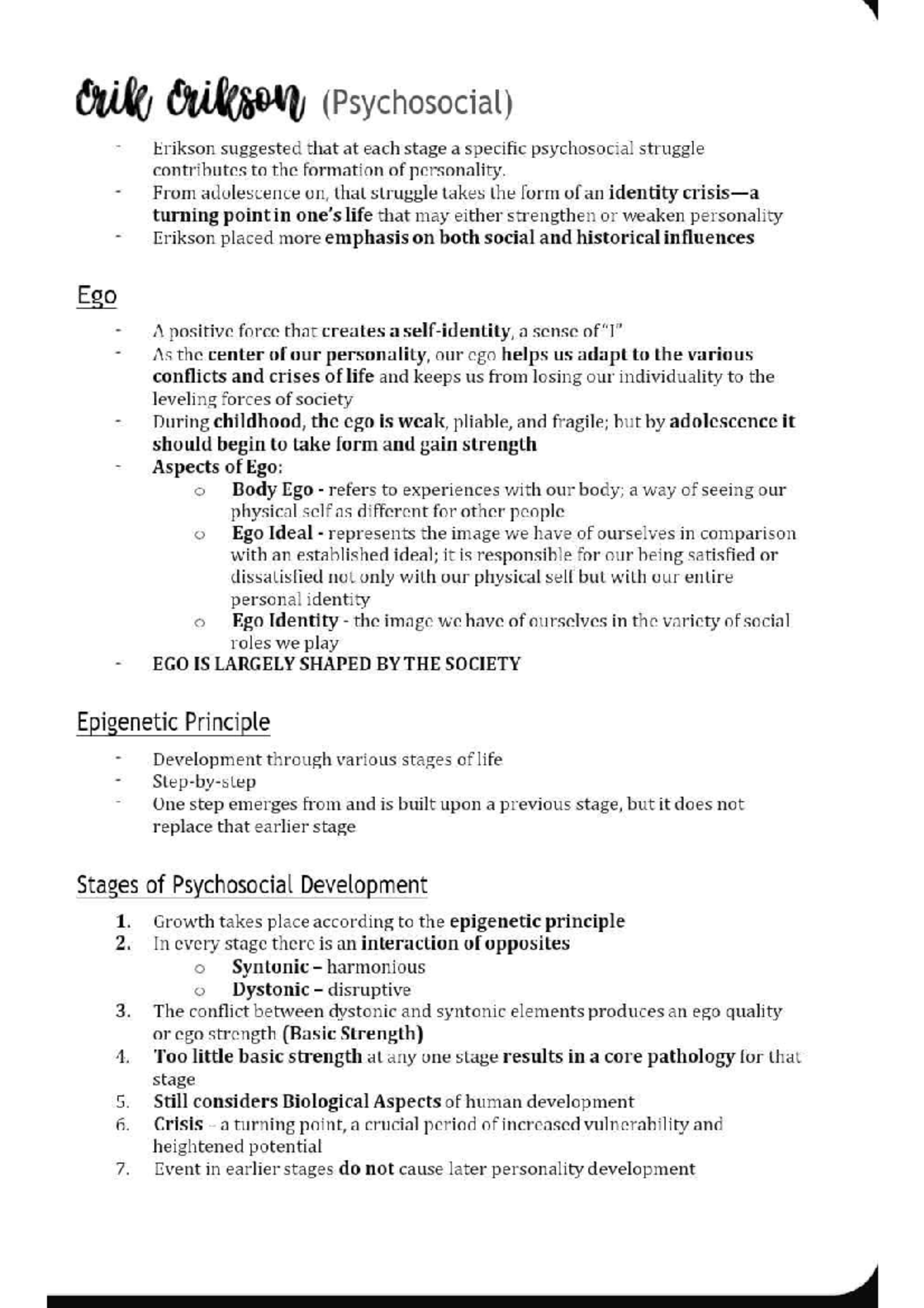 Erik Erikson Lesson Psychology Studocu