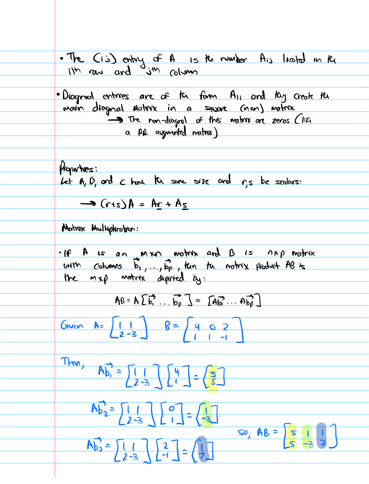 Math 520-Matrix Operations - The Cis entry of A is the number Ais ...