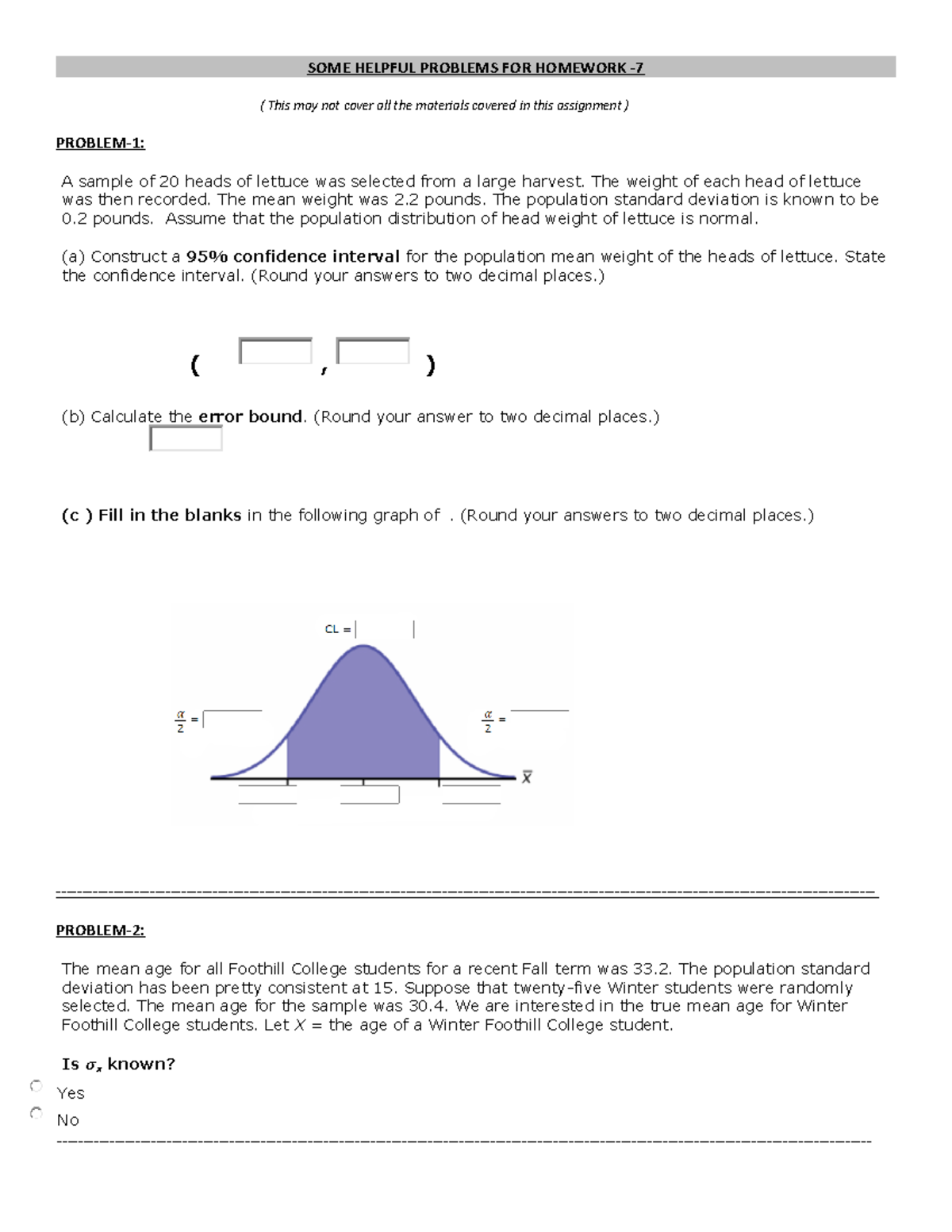 SOME Helpful PROB FOR HW7 - SOME HELPFUL PROBLEMS FOR HOMEWORK ...