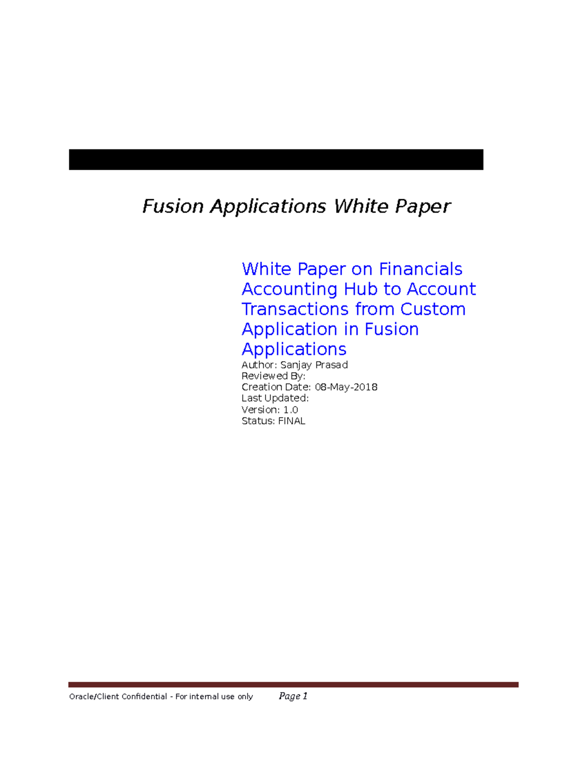 White paper on Fusion Financial Accounting Hub V 1 - Fusion ...