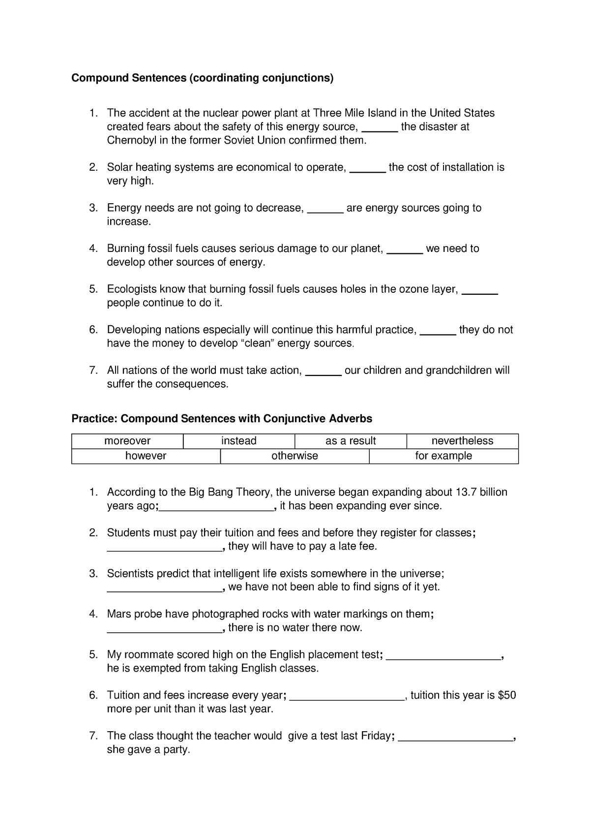 Exercise - Compound Complex Sentences - Compound Sentences ...