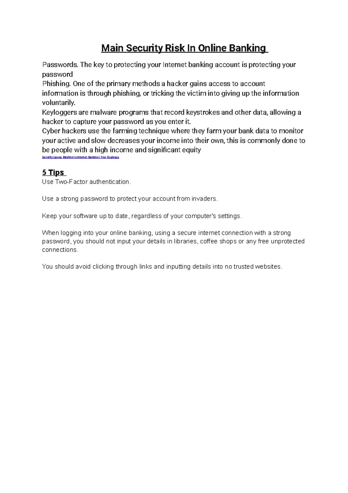Main Security Risk In Online Banking - Main Security Risk In Online ...