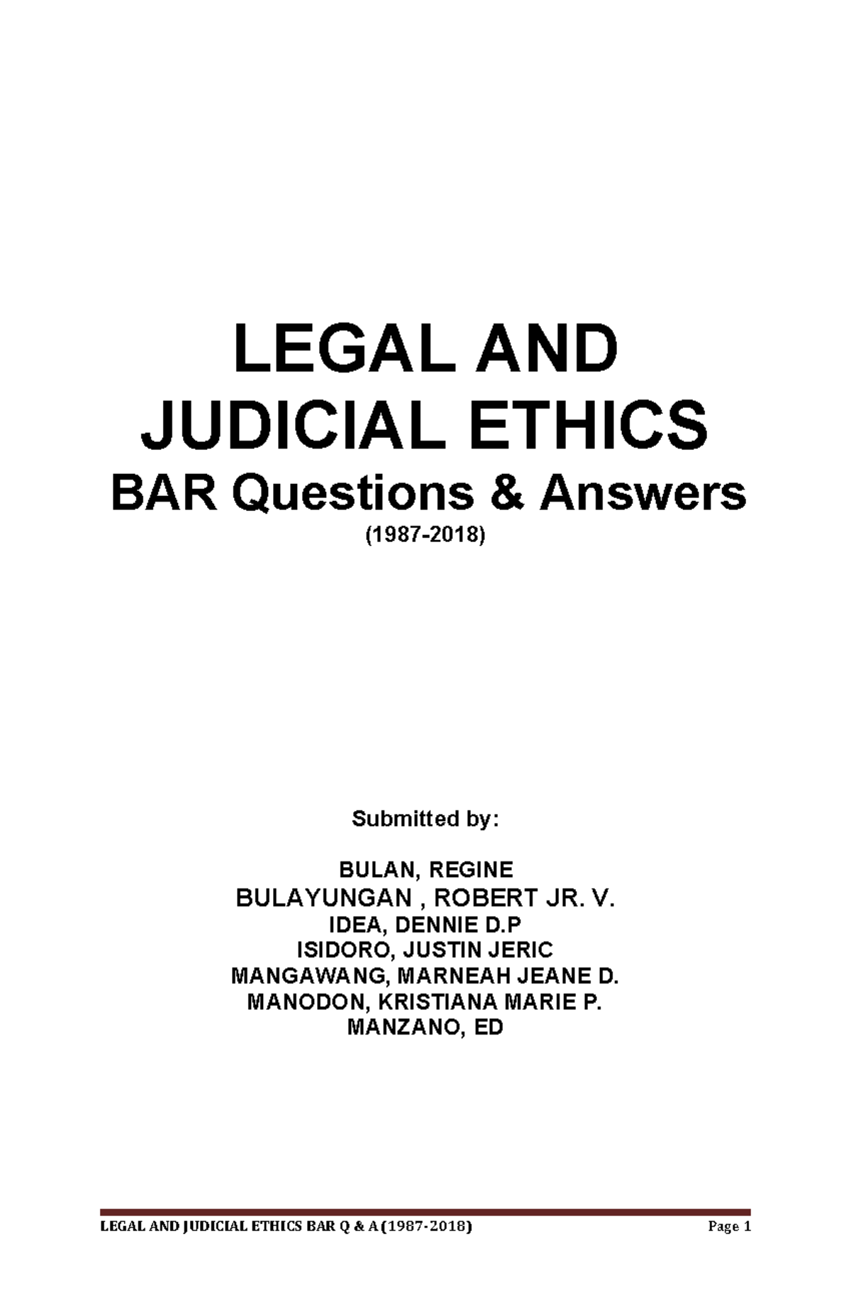 Barqampalegalethics compress LEGAL AND JUDICIAL ETHICS BAR