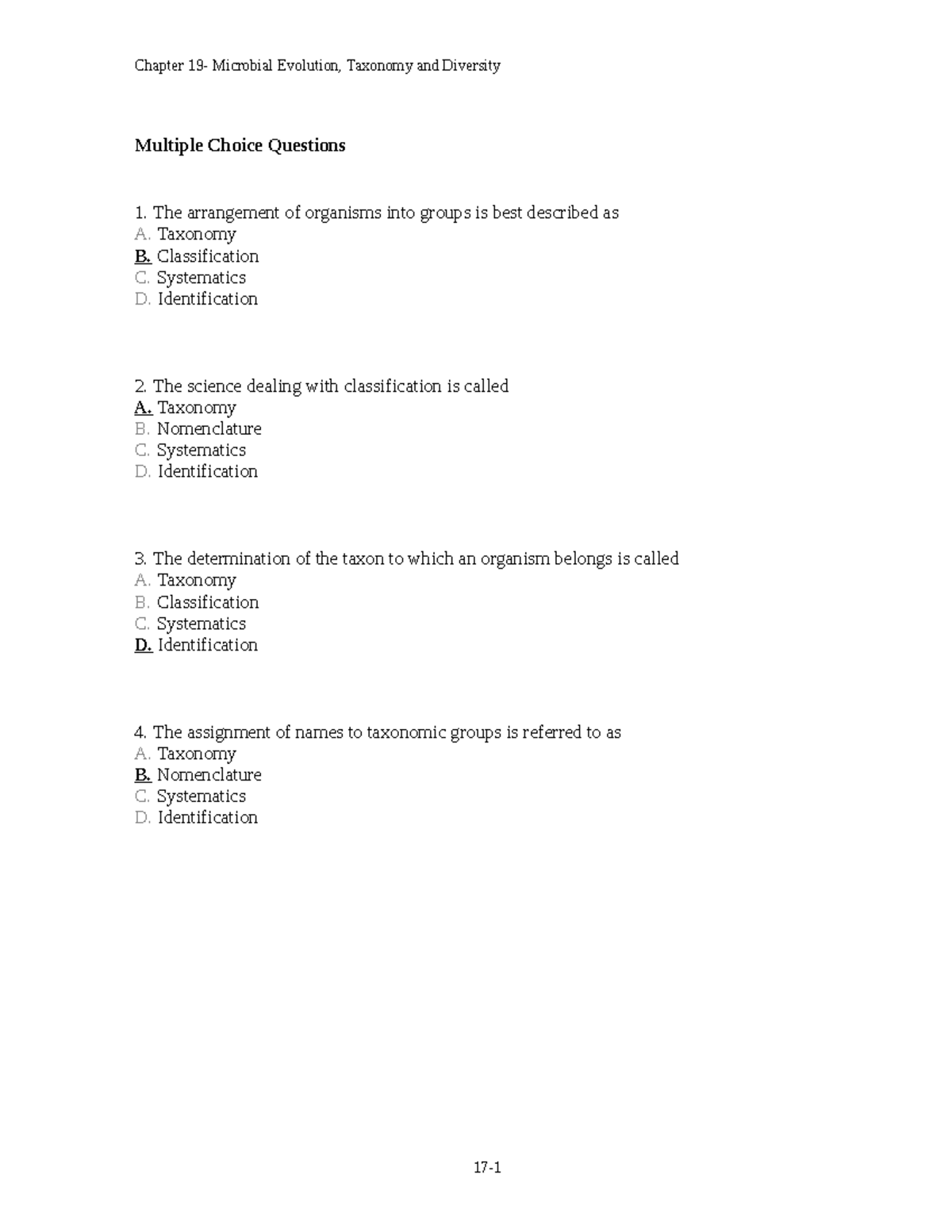 Chapter 19 practice questions - Multiple Choice Questions The ...