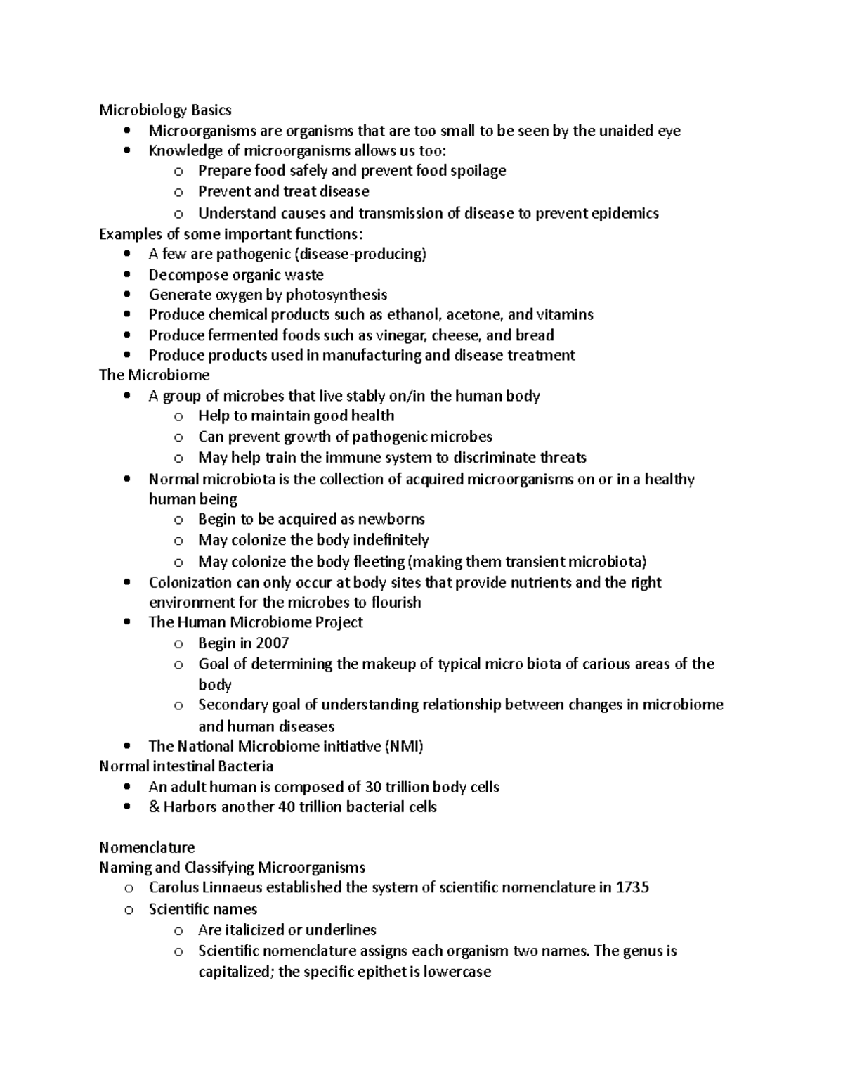 Microbiology Chapter 1 - Microbiology Basics Microorganisms are ...