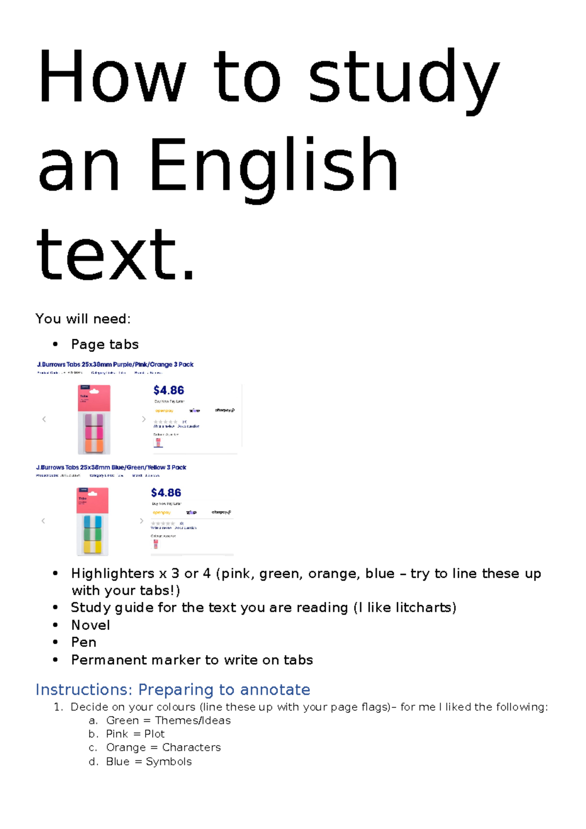 How to study an English Text TLM - How to study an English text. You ...