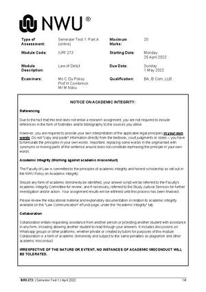 2023 IURI 275 - Assignment A - Template AND Rubric FOR Students ...