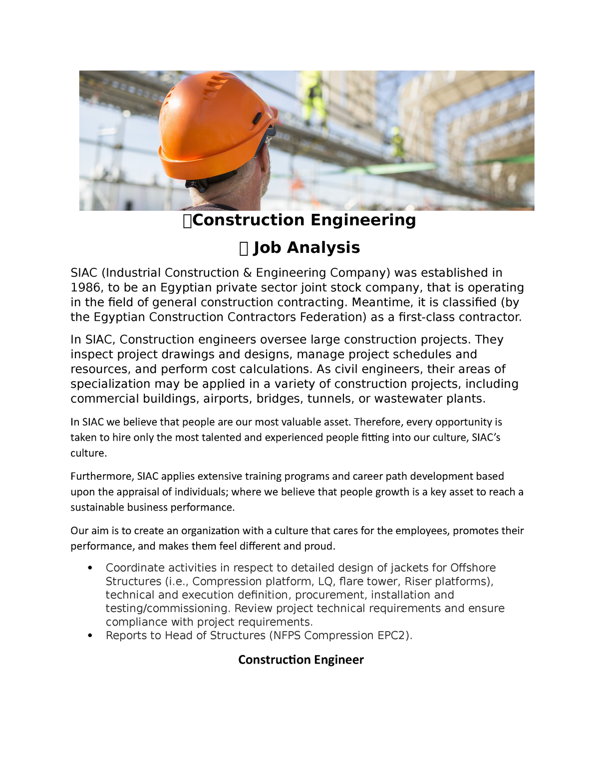 Job Analysis - nedd - 🐀Construction Engineering 🐀 Job Analysis SIAC ...