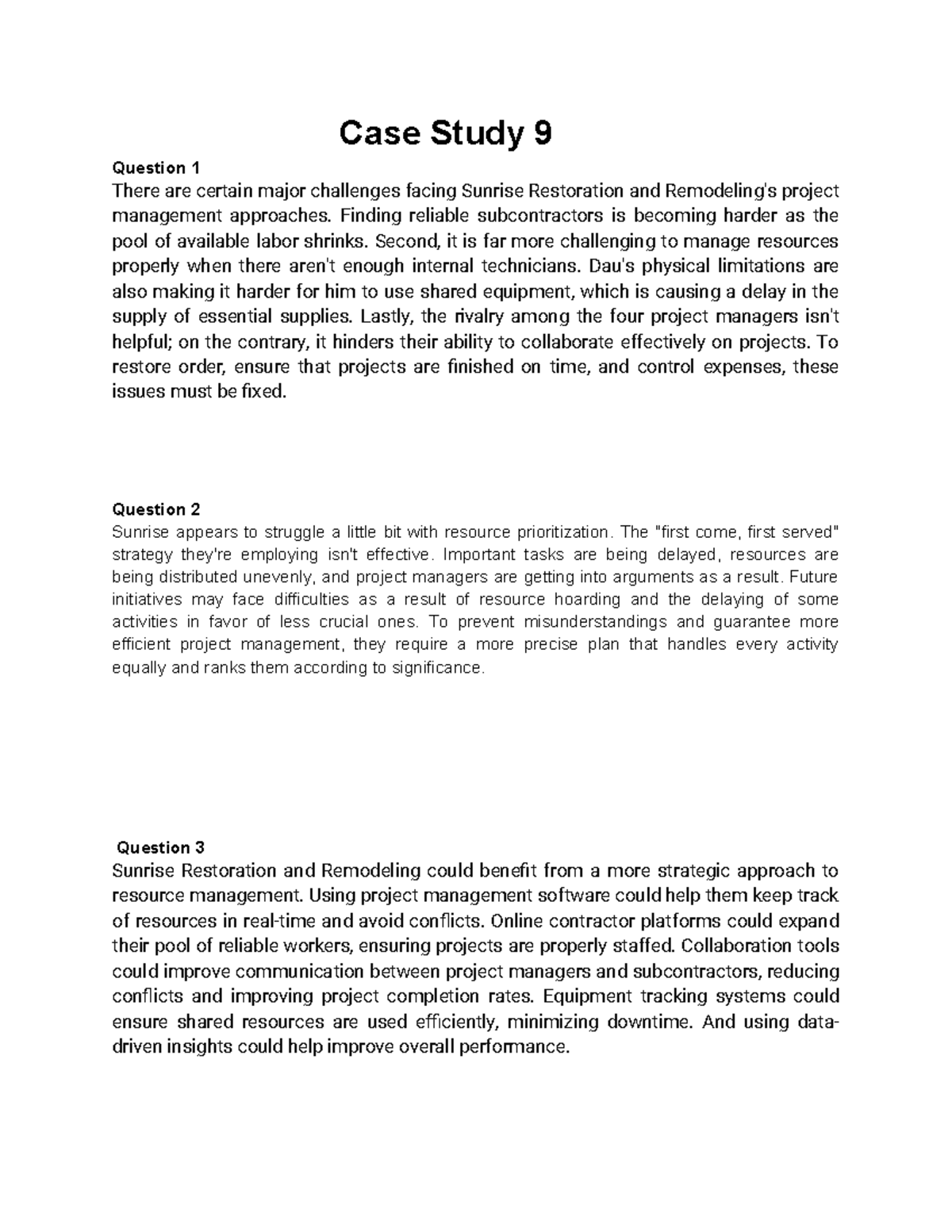 Case study 9 (1) - homework - Case Study 9 Question 1 There are certain ...