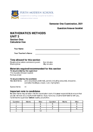2010 Trial WACE 3CD MAS - ####### 2010 ####### Semester II Examination ...