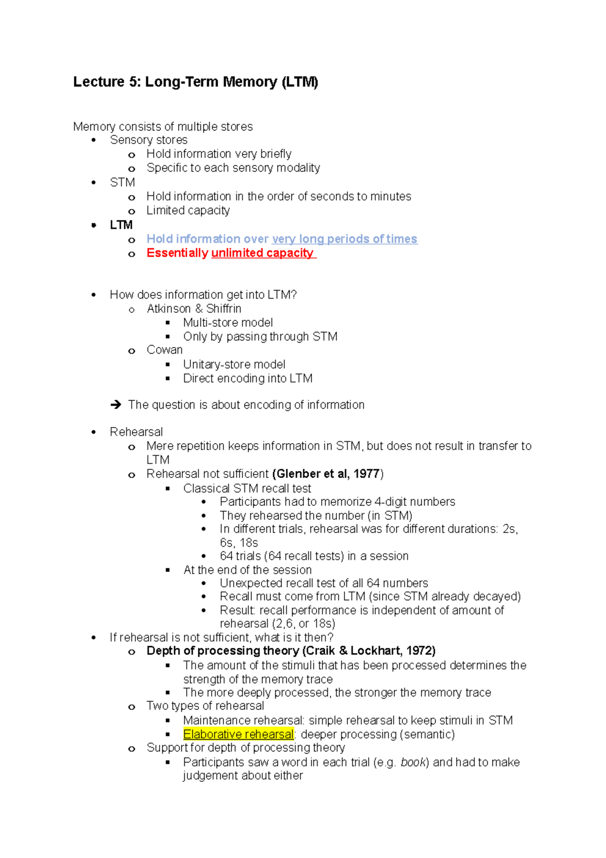 Chapter 5 Long Term Memory Cognitive Foundations