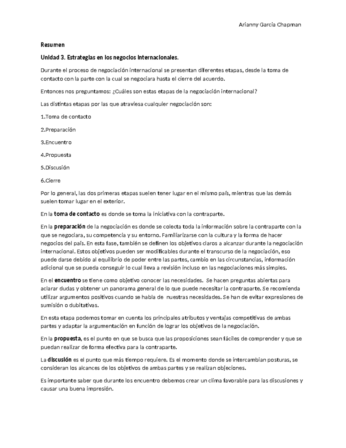 Resumen Unidad 3 Estrategias En Los Negocios Internacionales Arianny Garcia Chapman Resumen 9170