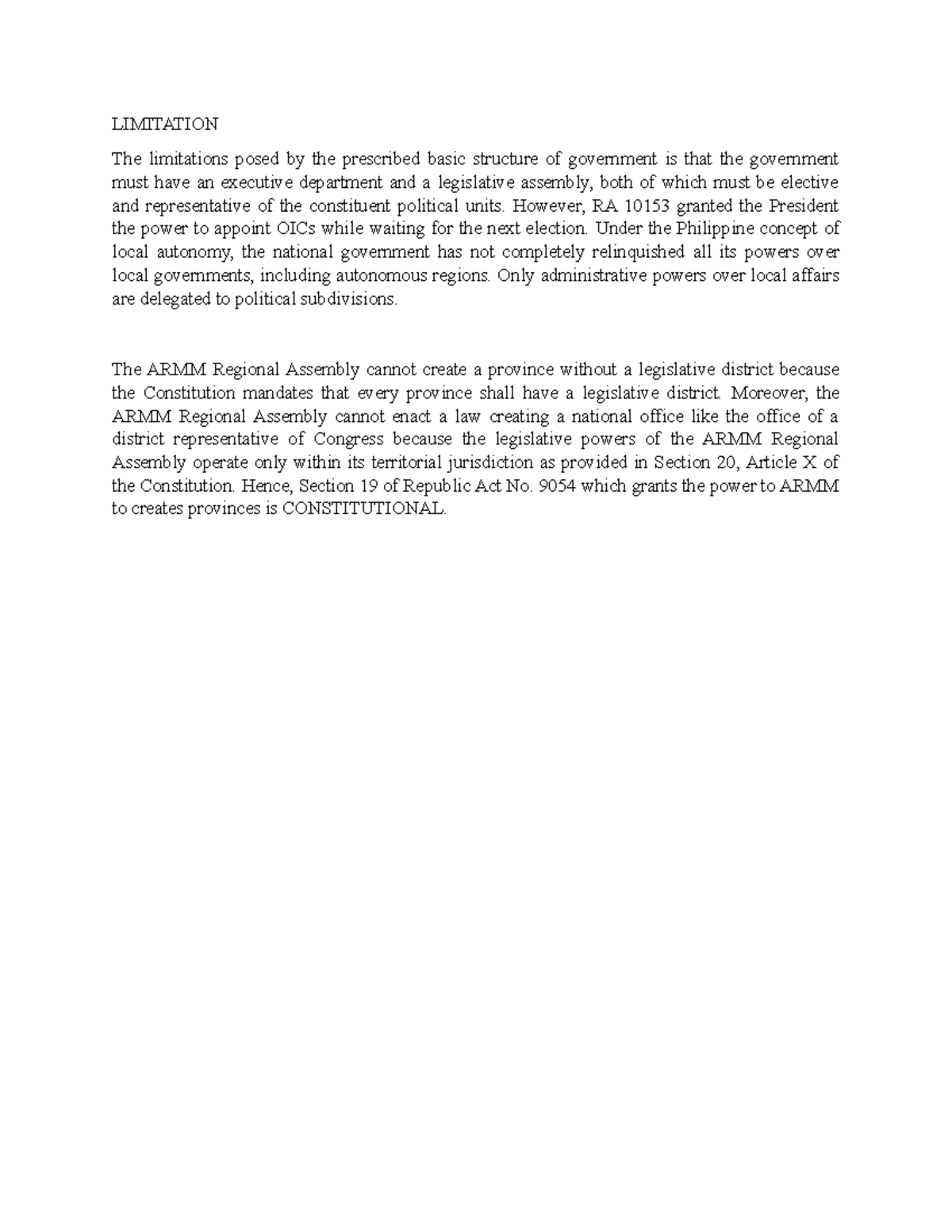 Limitation - Notes - LIMITATION The limitations posed by the prescribed ...