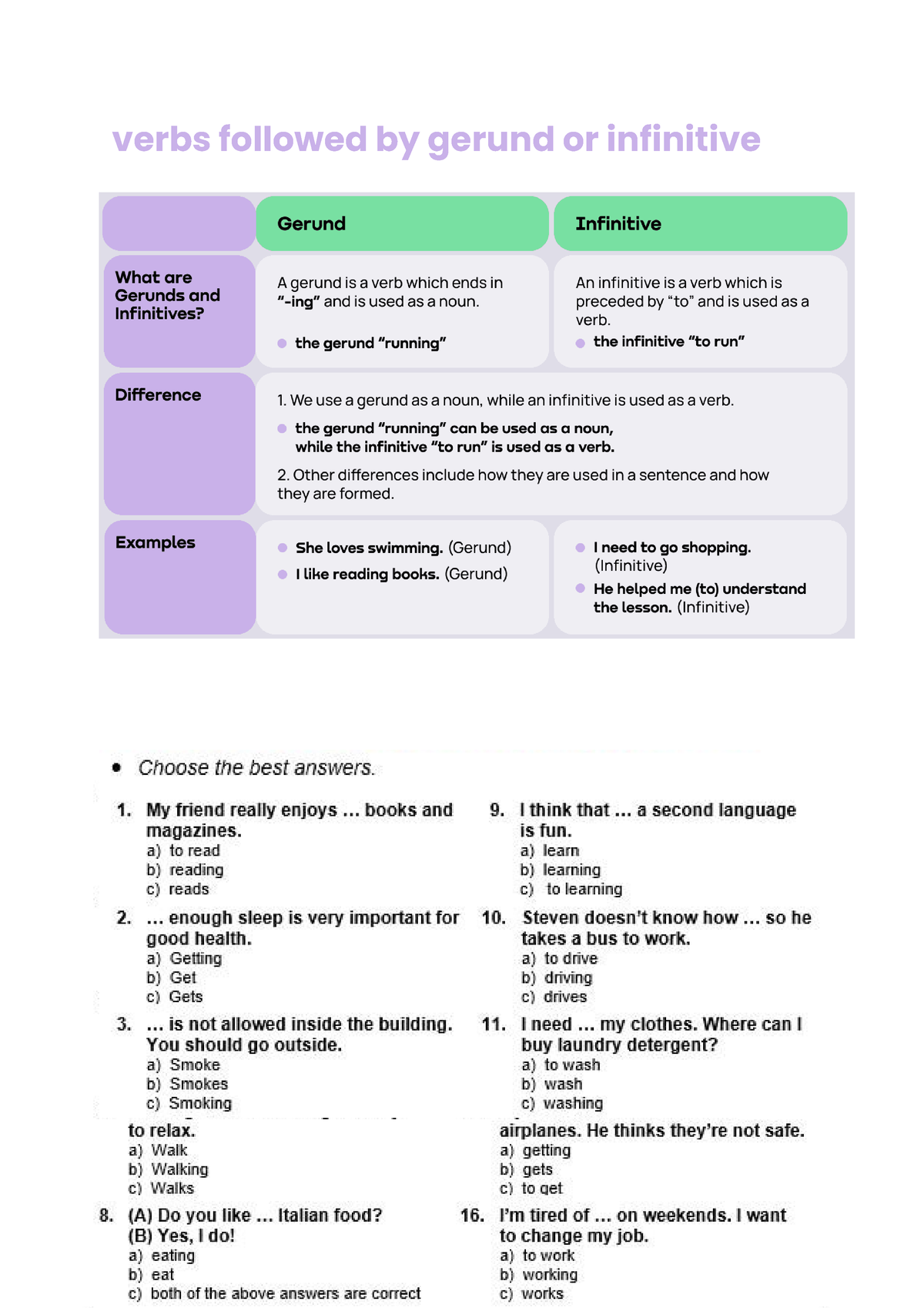 Verbs Followed By Gerund Or Infinitive Ingl S Studocu