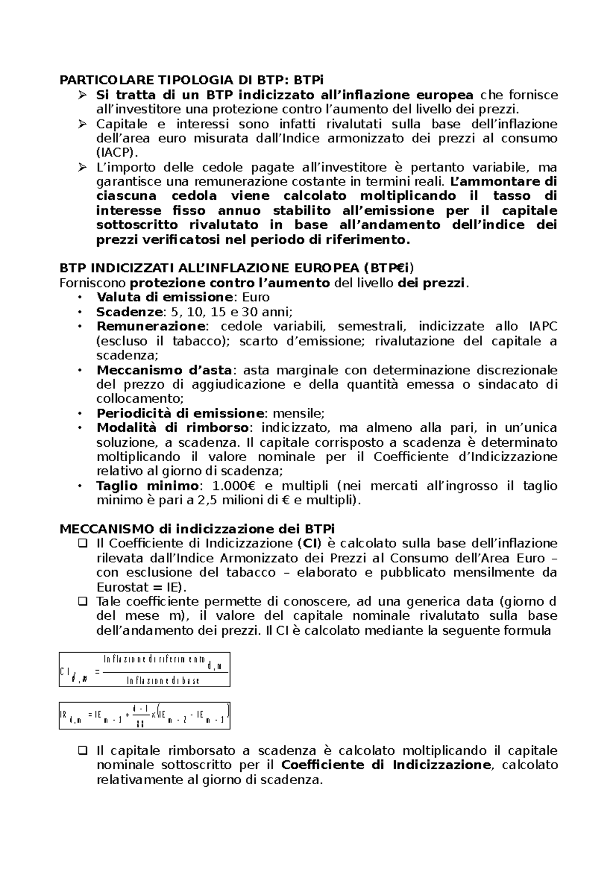 Convexity e titoli statali - PARTICOLARE TIPOLOGIA DI BTP: BTPi Ø Si ...