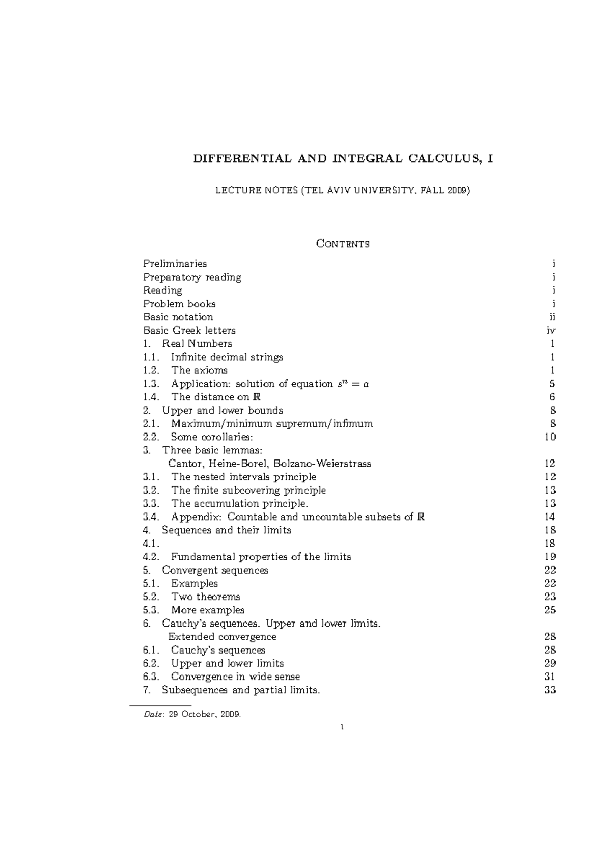 differential and integral calculus DIFFERENTIAL AND INTEGRAL CALCULUS, I LECTURE NOTES (TEL