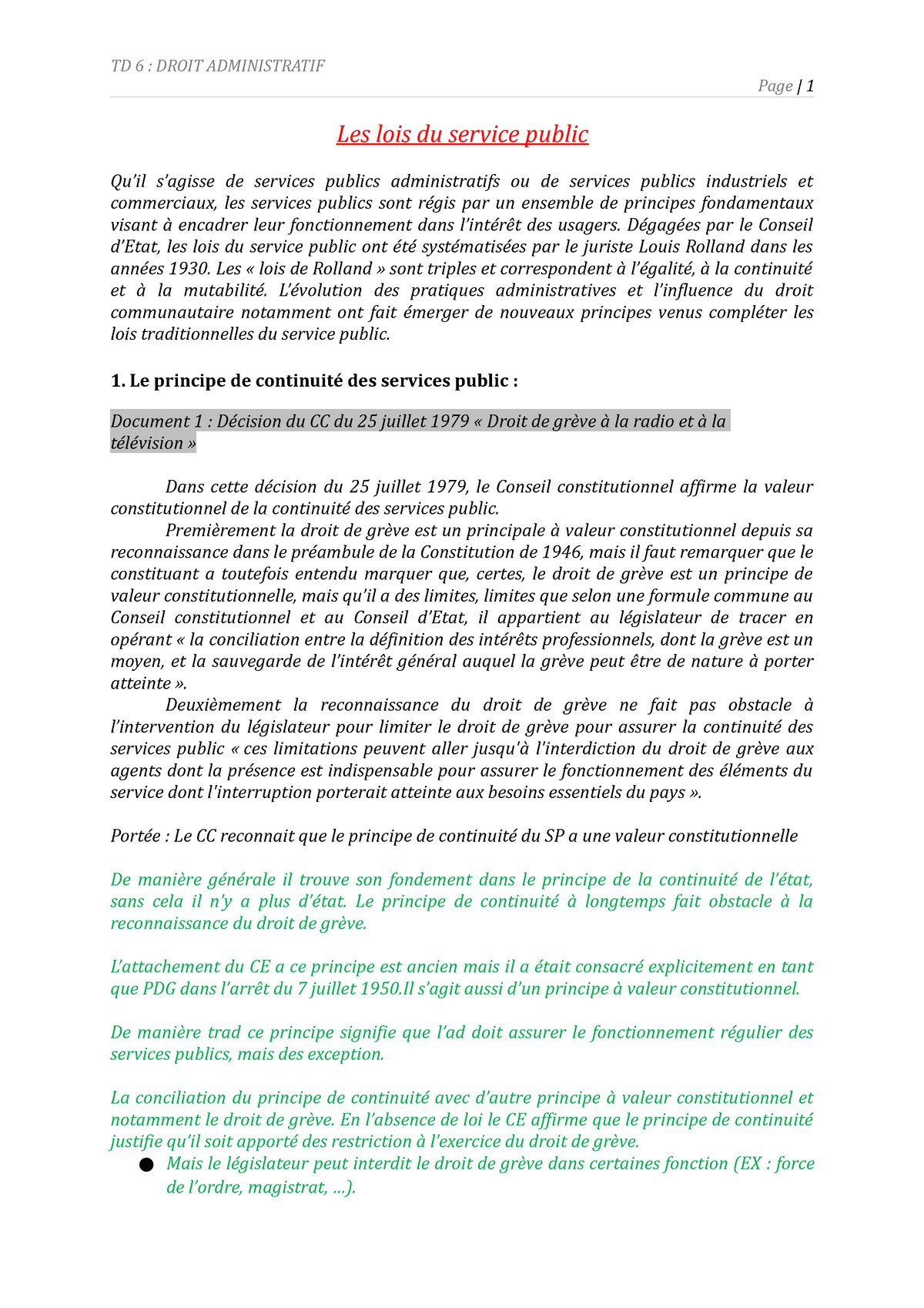 dissertation les lois du service public