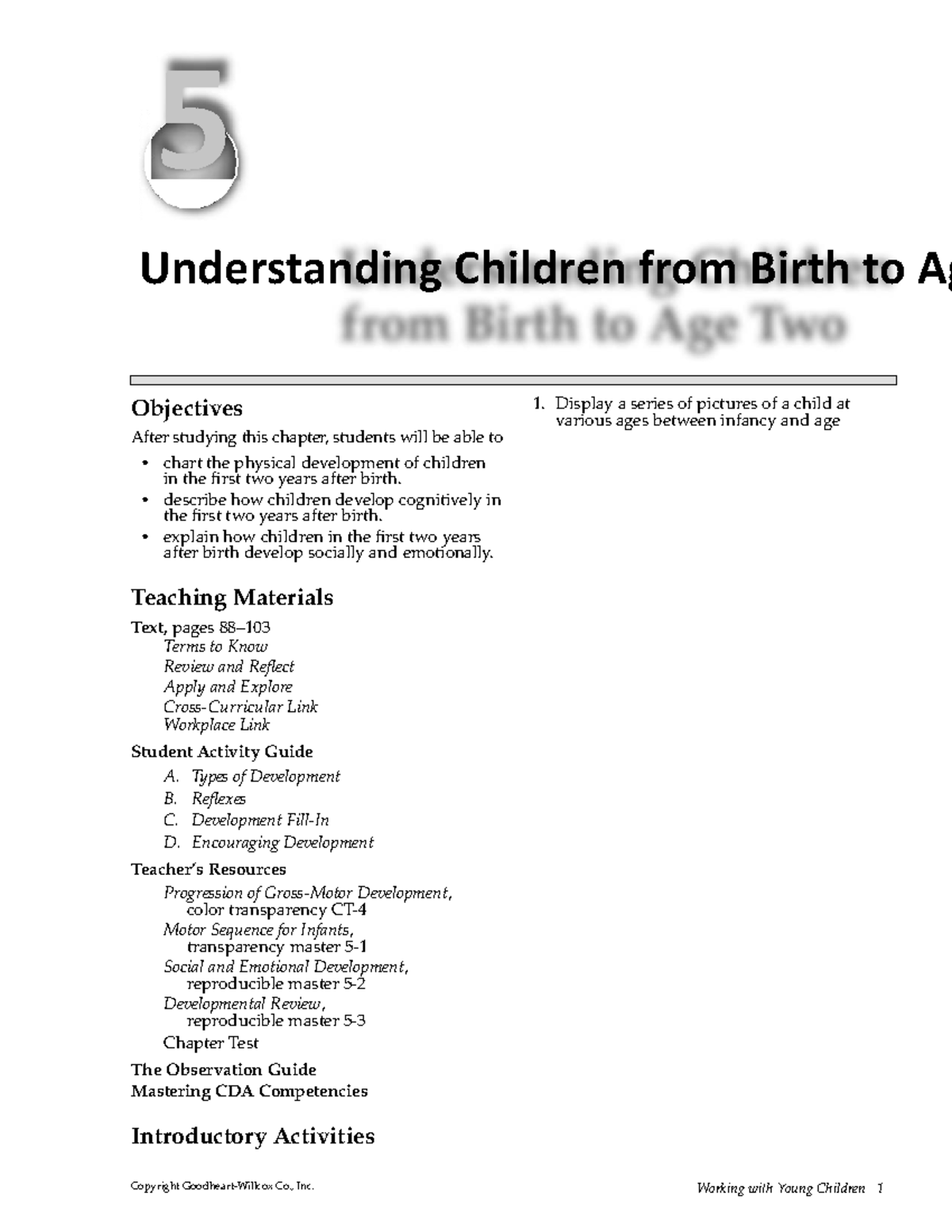 Ch05 notes and questions - Copyright Goodheart-Willcox Co., Inc. Working  with Young Children 1 5 - Studocu