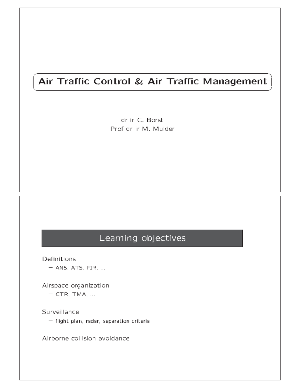 ATM handout Air Traffic Management Air Traffic Control & Air
