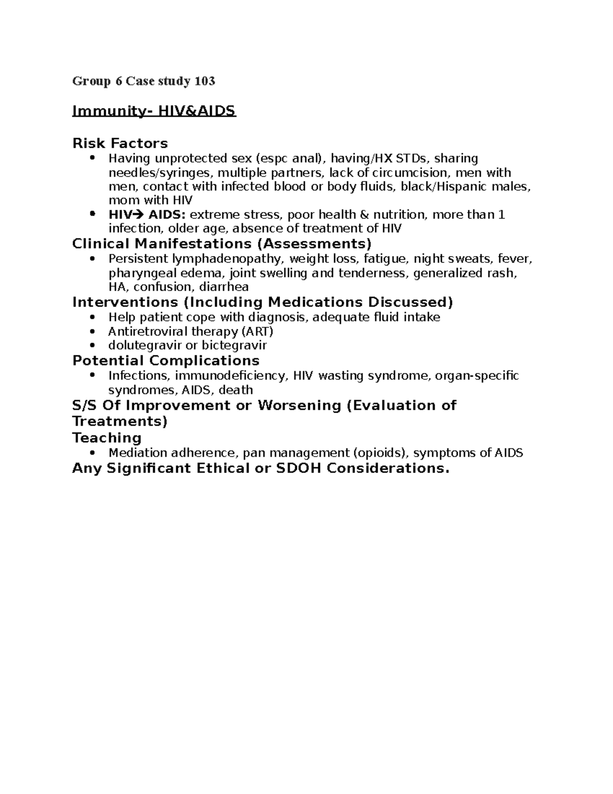 hiv case study for nursing students