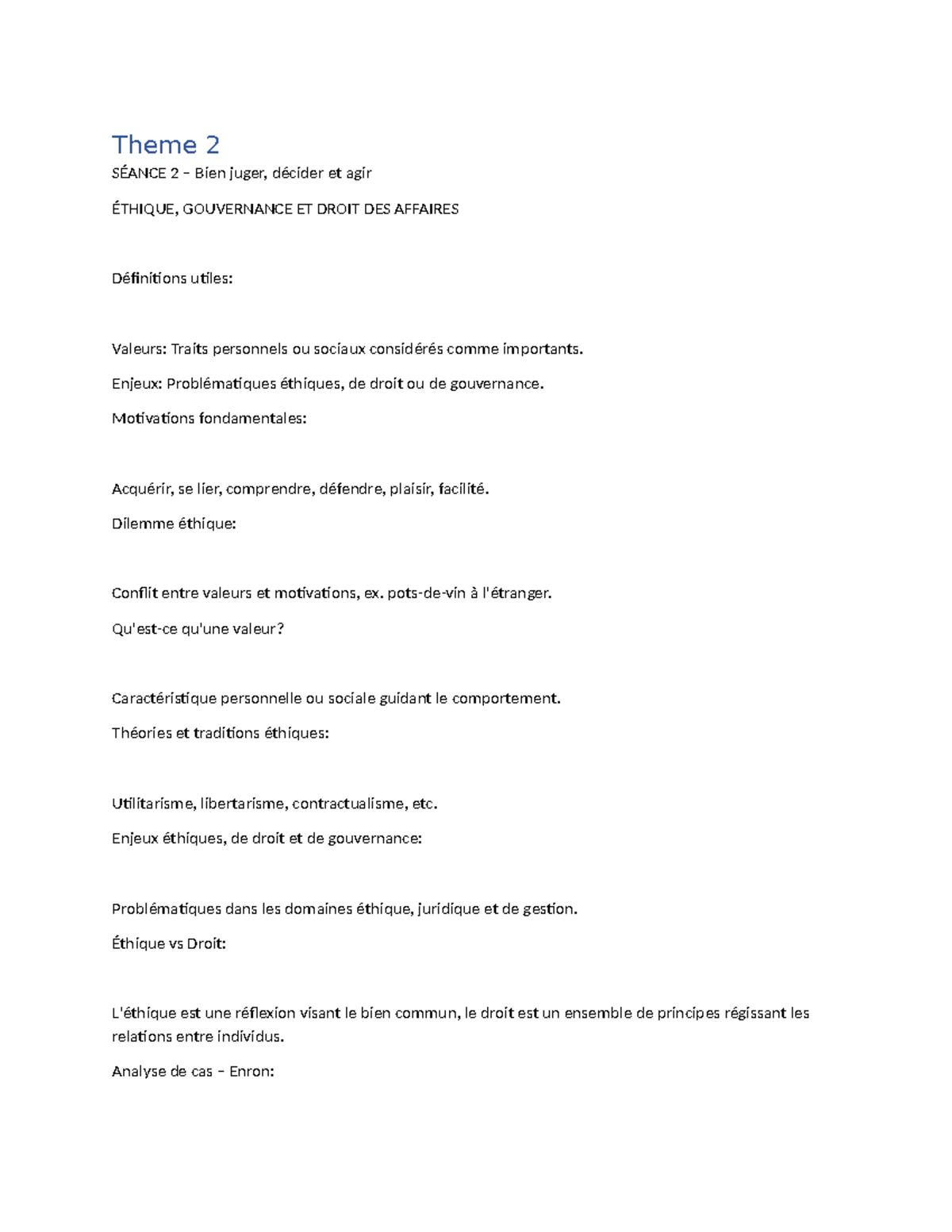 Quiz 1 Notes préparation quiz 1 Theme 2 SÉANCE 2 Bien juger